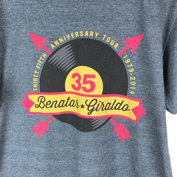 Gildan Pat Benatar 35th Anniversary Concert Tour Band T-Shirt Tee 2014 Sz L Gray - Picture 3 of 6